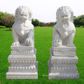 Chinese foo dogs garden stone marble lions statues for gate decoration